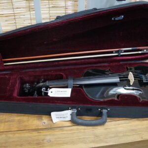 Violin: 4/4 2000s Maker Unknown Student Violin with Case and Bow - Gloss Black