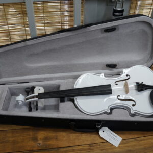 Violin: 4/4 Unknown Student Violin with Case & Bow - White